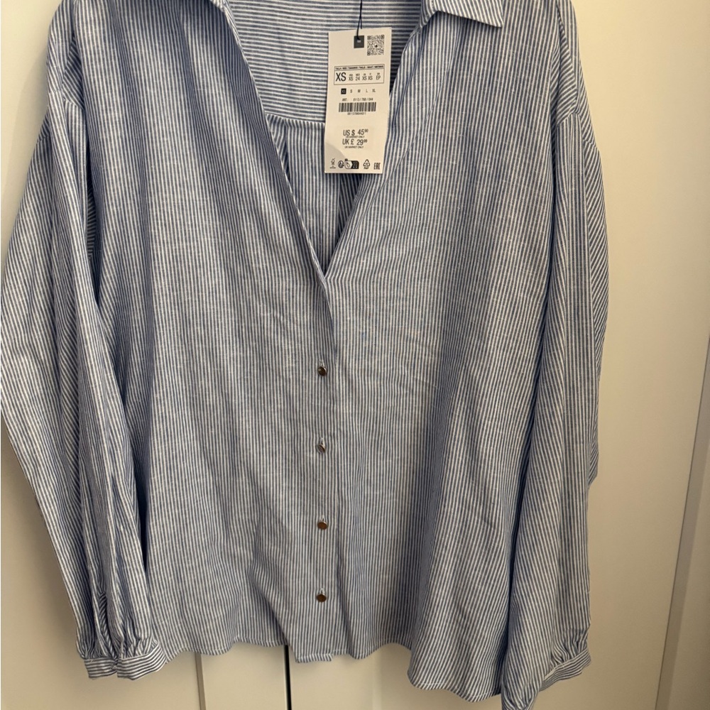 Zara Blue Striped Button Down Shirt